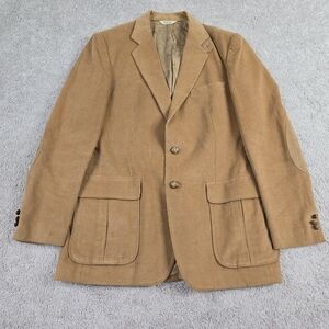 Corduroy Blazer Mens L-42 Tan Brown Wood Two Button Elbow Patch Sport Coat